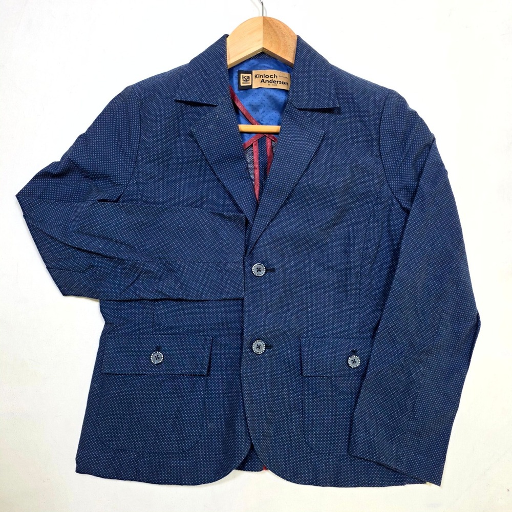 Kinloch Anderson Blazer Boys 11-140 Blue Polka Dot Two Button School Jacket